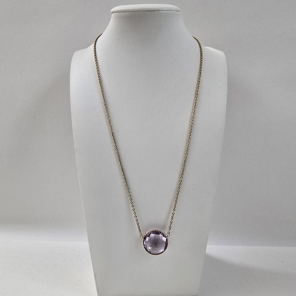14K Gold Amethyst Solitaire Necklace – A Whisper of Elegance - Picture 4 of 10
